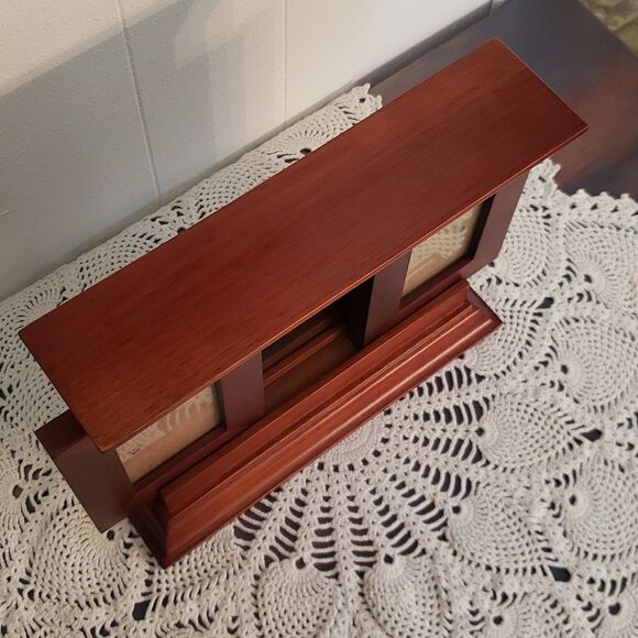 Beautiful Vintage Wooden Picture Frame  with One Center and 2 Sliding Windows - Picture 6 of 16